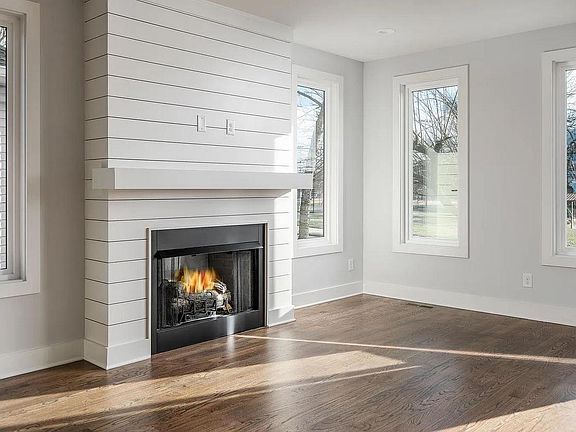 Shiplap mantle - ventless fireplace