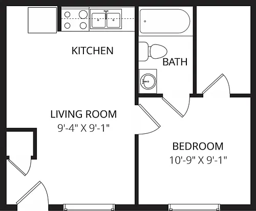 Floor plan One Bedroom Ranch