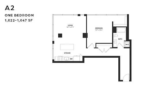 Floor plan A2 One Bedroom