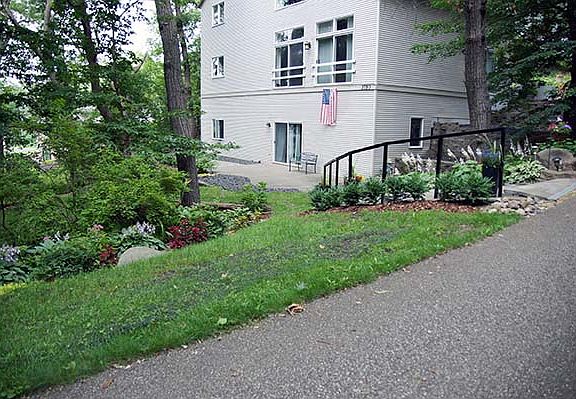 approaching apartment front steps and front door
