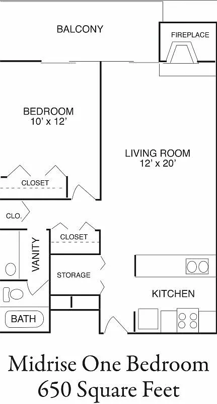 Floor plan One bedroom midrise