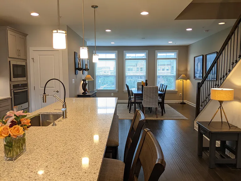 View of dining area from kitchen