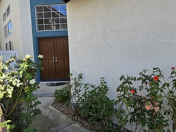 Front door - a walk through roses