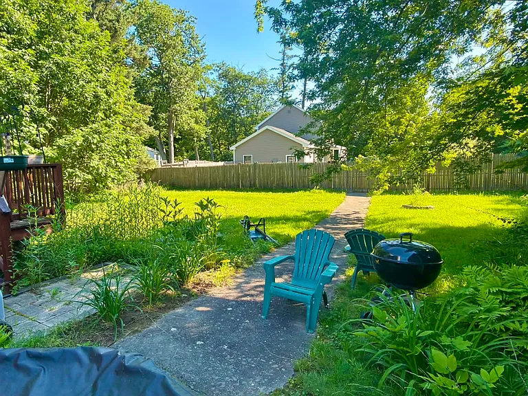 Backyard, deck to the left
