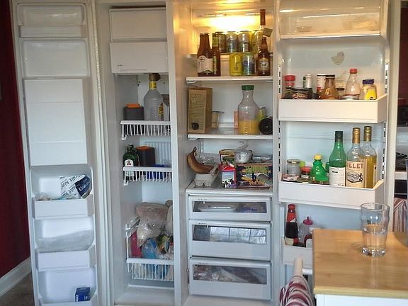 Kitchen has HUGE fridge