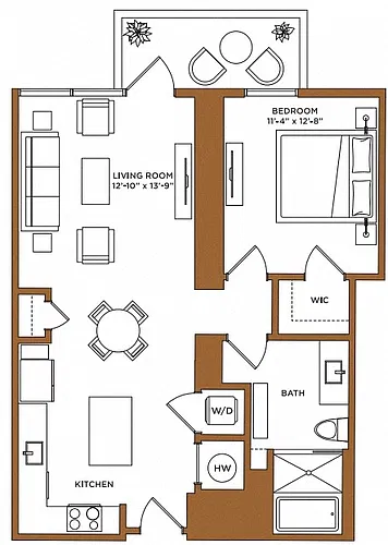 Floor plan 1 Bed/1 Bath-E