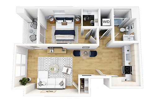 Floor plan 1 Bedroom, 1 Bath G