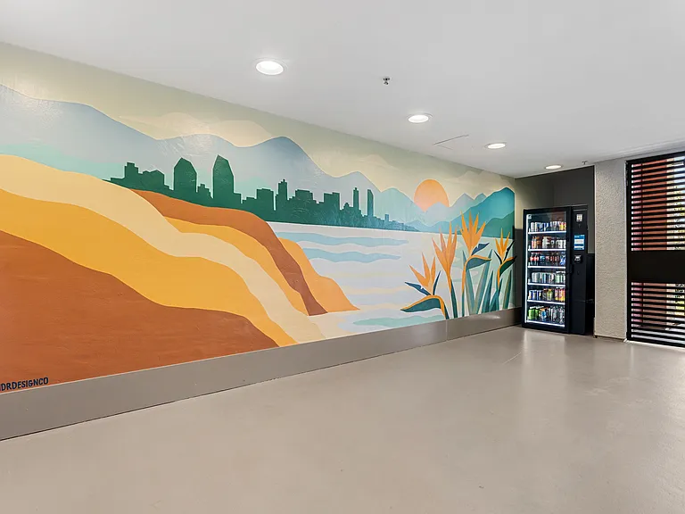 The South Lobby offers dog owners convenient outside access to the walking path