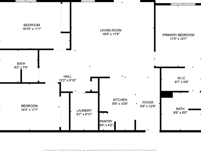 Elegant floor plan featuring 3 spacious bedrooms, a generous living room, modern kitchen, and convenient laundry area. Elegant floor plan featuring 3 spacious bedrooms, a generous living room, modern kitchen, and convenient laundry area.