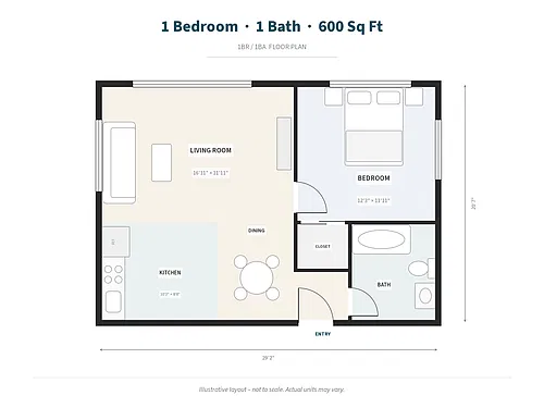 Floor plan Seminole Vista 1BR 1BA