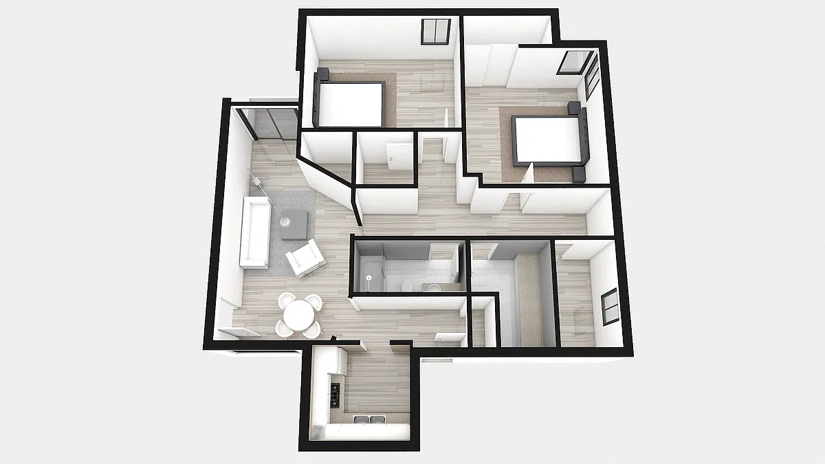 Floor plan Two Bed ~ Two Bath