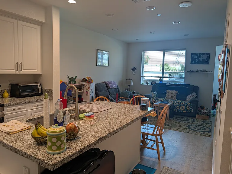 view of family room from kitchen