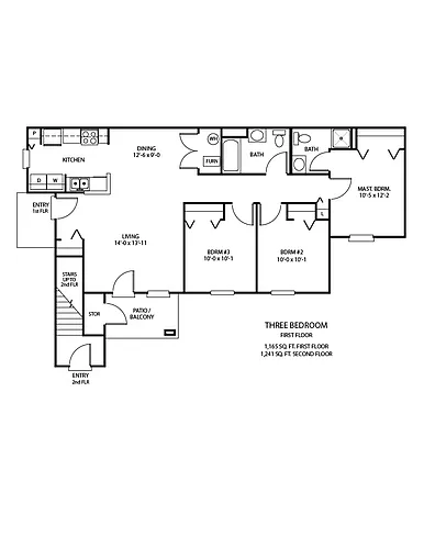 Floor plan Three Bedroom - Second Story