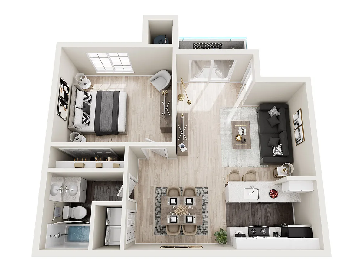 Floor plan One Bedroom One Bathroom A