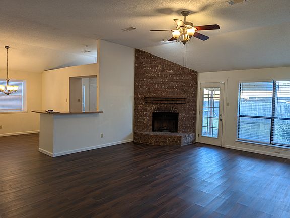 Living room with working fireplace