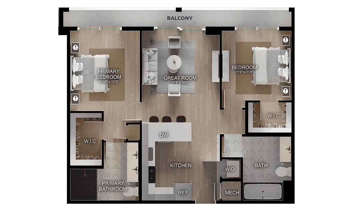Floor plan 2 Bed/2 Bath-C1
