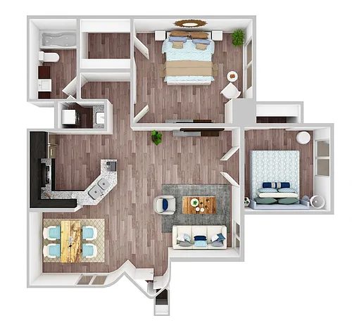 Floor plan Two Bedroom, One Bath