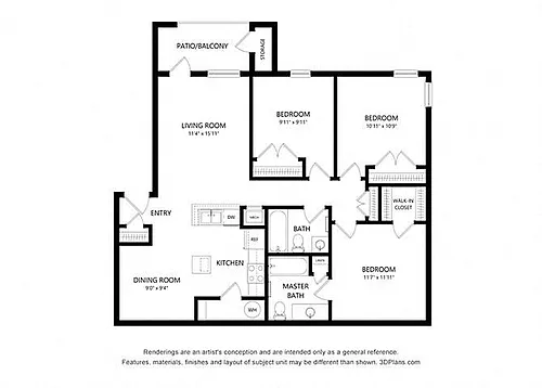 Floor plan Three Bedroom