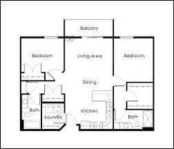 Floor plan 2 Bed / 2 Bath 1062 sq ft 1st Floor