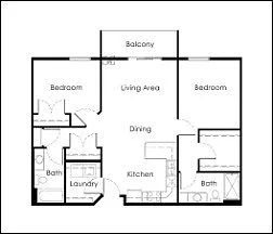 Floor plan 2 Bed / 2 Bath 1062 sq ft 1st Floor