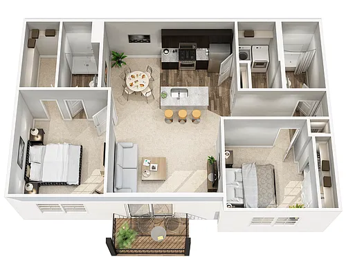 Floor plan 2 Bedroom, 2 Bath