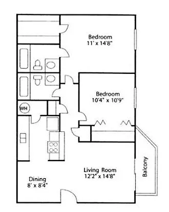 Floor plan Two Bed Two Bath