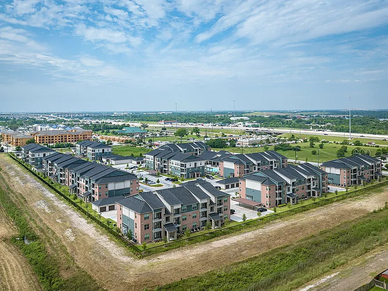 Cityscape Apartments from above, offering skyline views in the heart of Houston