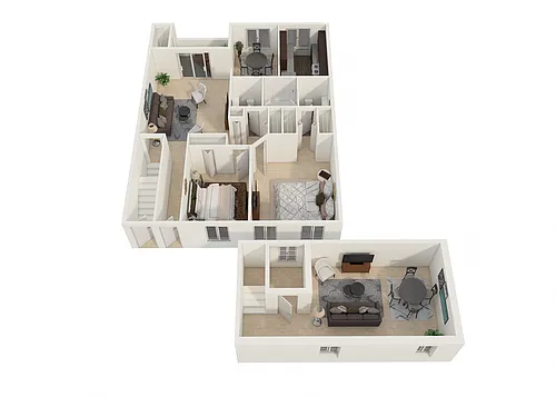 Floor plan Two Bedroom + Den