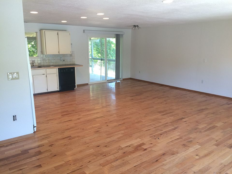 Open kitchen, dining, living