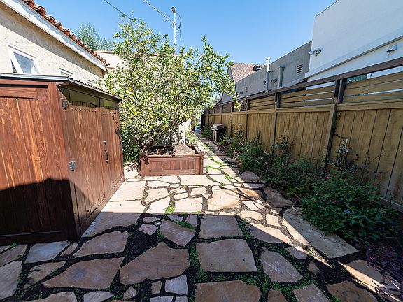 view of walkway from entry of studio