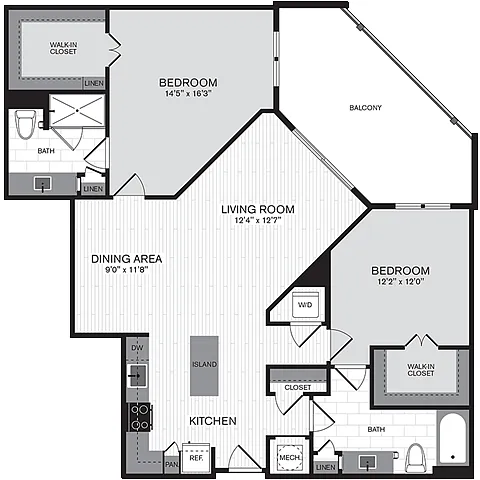 Floor plan 2Q w/ Balcony