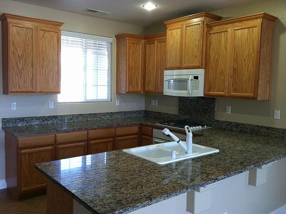 Granite countertops in large kitchen