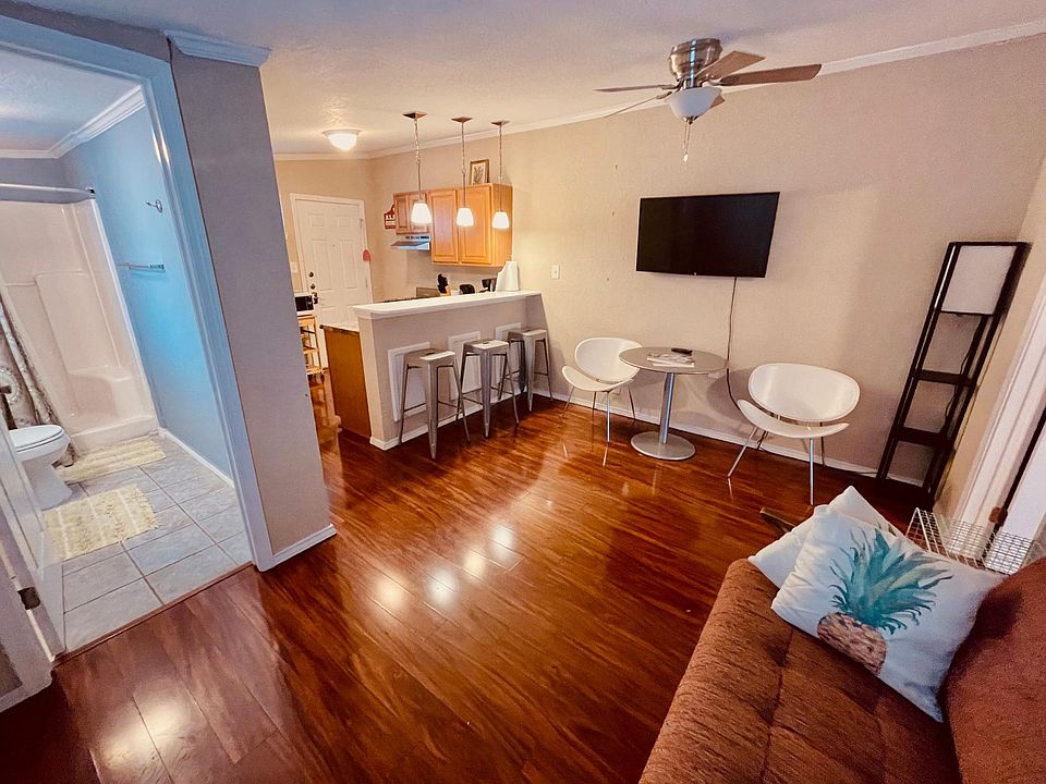 Living room into kitchen.