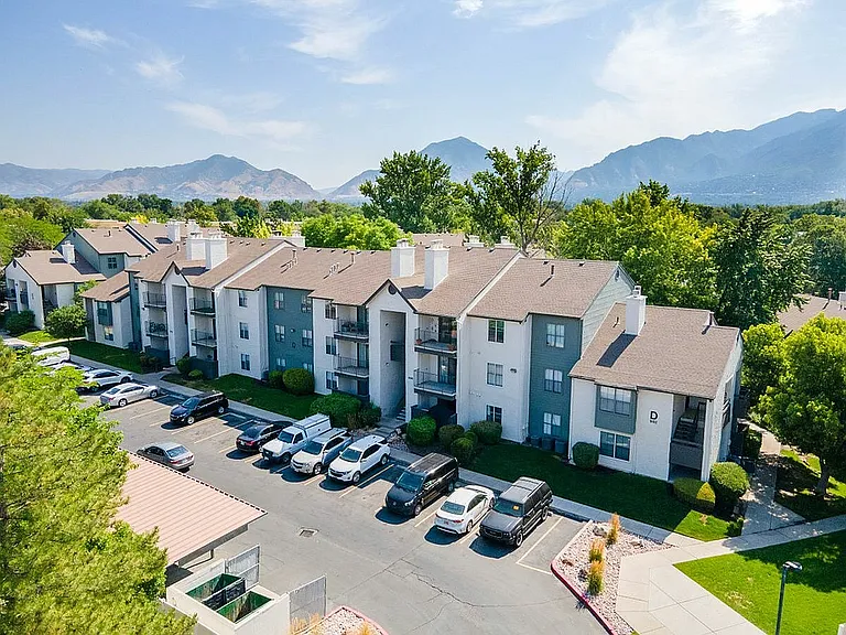 Cottonwood Apartments Arial View in Salt Lake City with Mountains