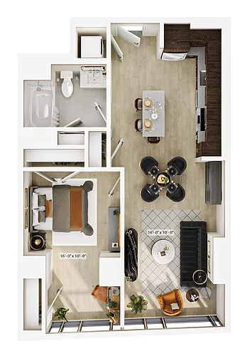Floor plan 1 Bed/1 Bath-A9