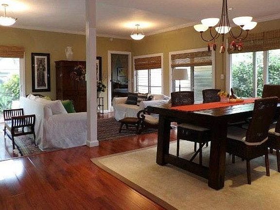 Dining area and living room