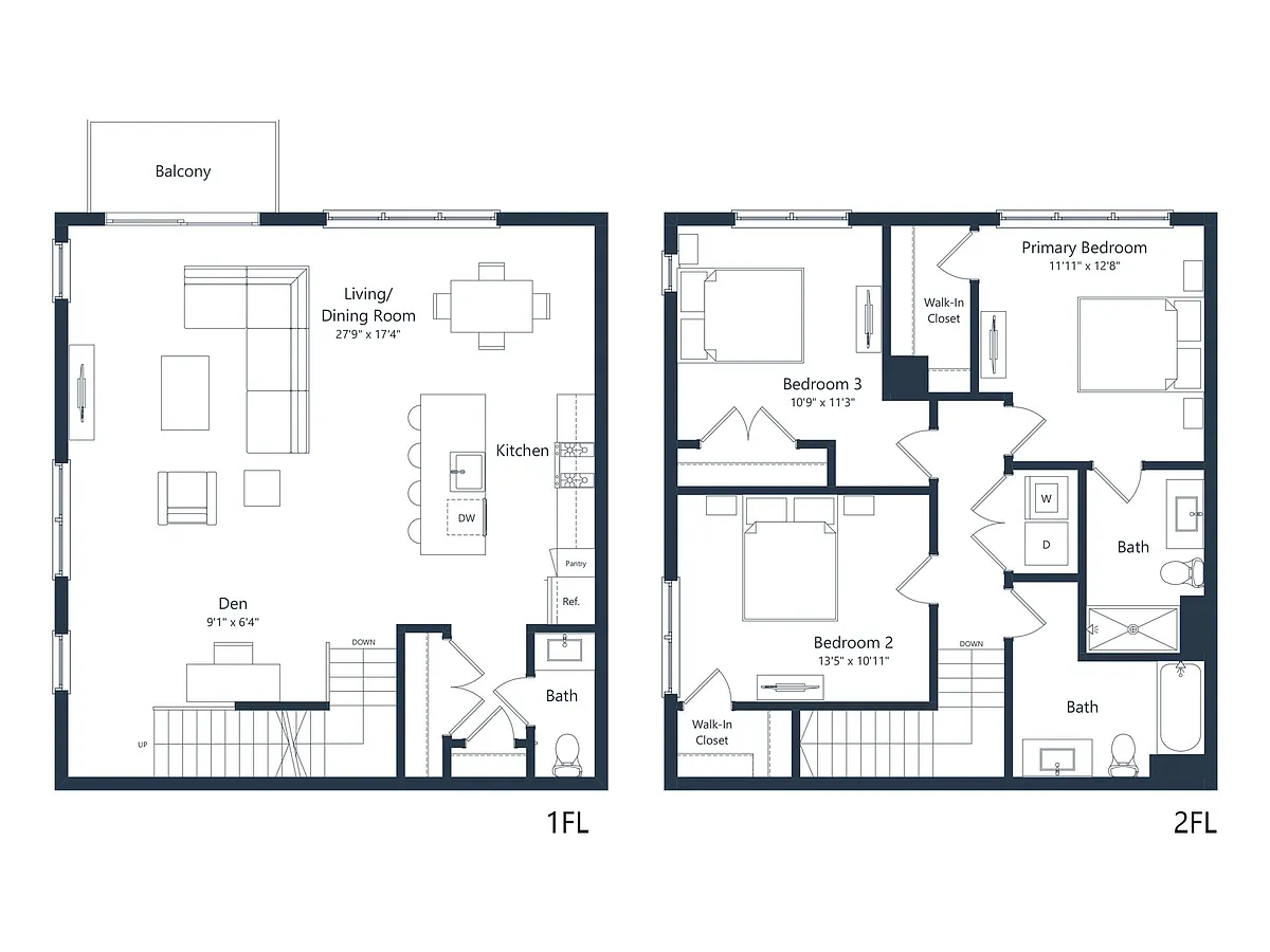 Floor plan E3- TH | 3 Bed | 2.5 Bath