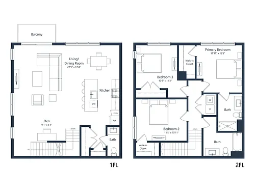 Floor plan E3- TH | 3 Bed | 2.5 Bath