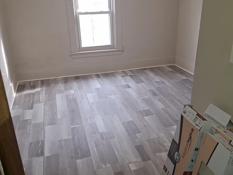 Bedroom on main level of apartment