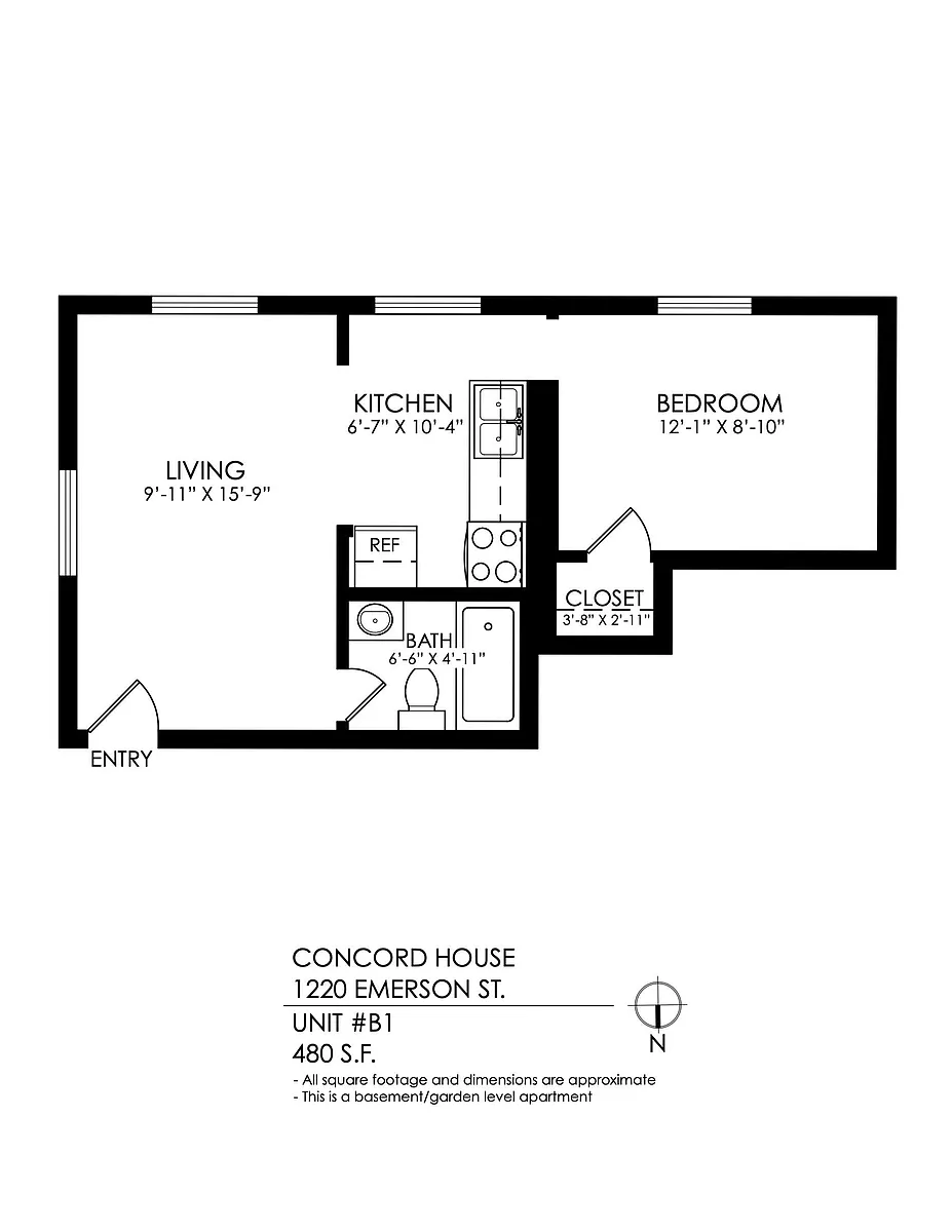Floor plan 1 Bedroom, 1 Bath