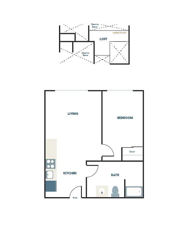 Floor plan 1x1 - C2 + Loft