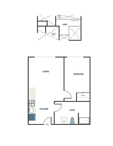 Floor plan 1x1 - C2 + Loft