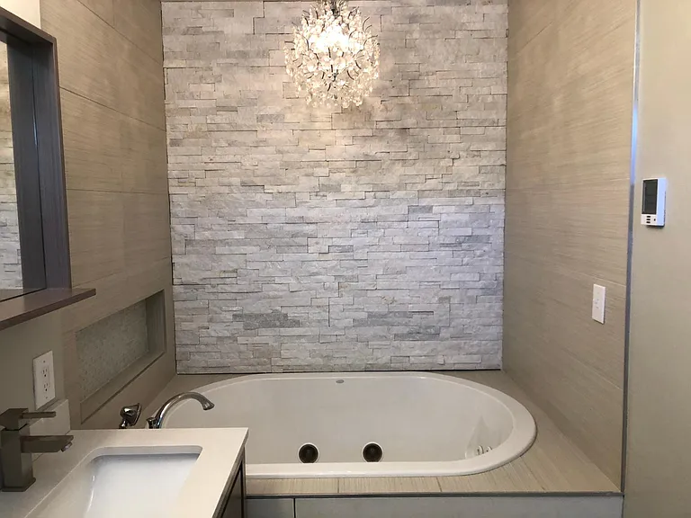 Two-Person Jacuzzi Tub with Chandelier