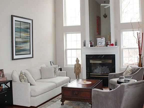 Cathedral ceilings in living room