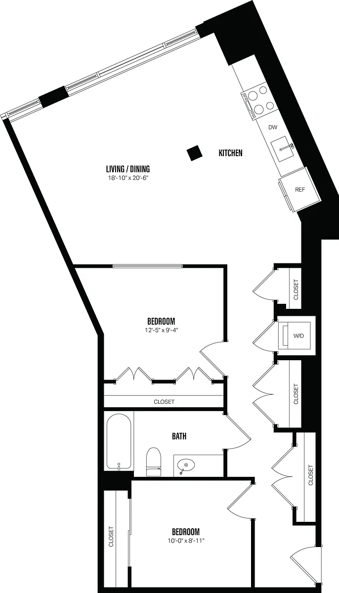 Floor plan Junior 1 Bed/1 Bath Den-D4
