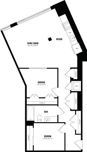Floor plan Junior 1 Bed/1 Bath Den-D4