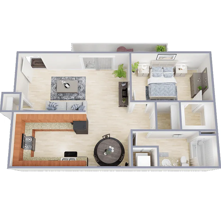 Floor plan 1 Bed 1 Bath B (4249)