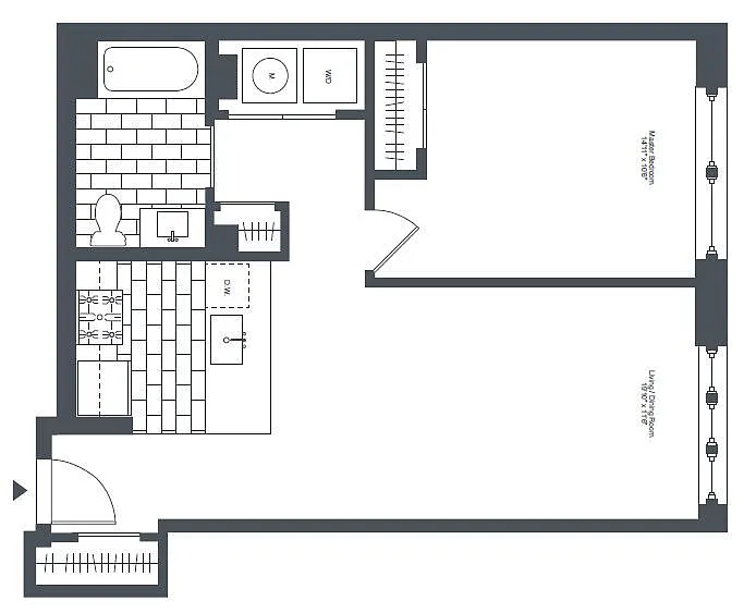 Floor plan caa4 1 Bed/1Bath
