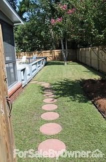 side yard to the deck