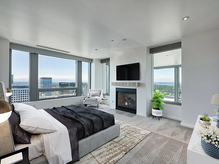 Spacious penthouse bedroom